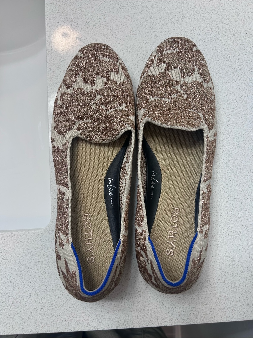 Rothy's Brown and Cream Patterned Slip-On Flats - Women's